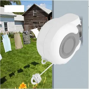 MantraRaj 30 Metre Retractable Washing Line Airer Wall Mount Reel Clothes Dryer Rope Outdoor Indoor Extendable and Adjustable Reel