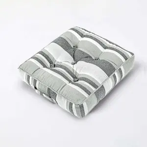 Homescapes Morocco Striped Cotton Floor Cushion Monochrome