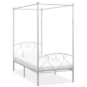 Berkfield Canopy Bed Frame White Metal 100x200 cm