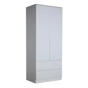 Home Source Lugano Grey 2 Door 2 Drawer Wardrobe High Gloss Door & Drawer Fronts