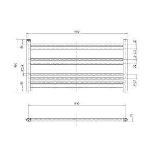 Triton Chrome Heated Towel Rail - 500x980mm