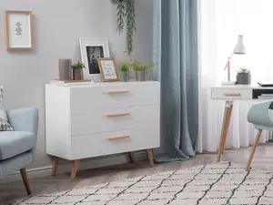 Beliani Scandinavian 3 Drawer Chest White SALEM