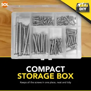 220pk Wood Screws Assortment, Countersunk Screw Set with Storage Box for DIY and Repairs, Mixed Screws for Wood, Self Tapping Asso