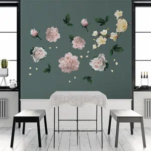 Walplus White Magnolia With Roses Wall Stickers Mural Decal