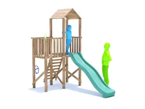 Dunster House Wooden Climbing Frame with Slide BalconyFort High Platform