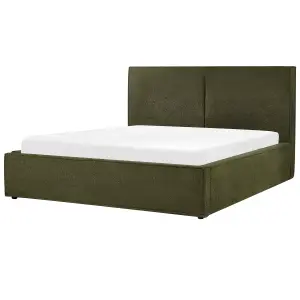 Boucle EU King Size Ottoman Bed Dark Green MOISSAC