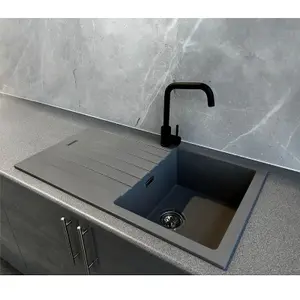 Liquida LG860GR 1.0 Bowl Granite Reversible Inset Compact Grey Kitchen Sink