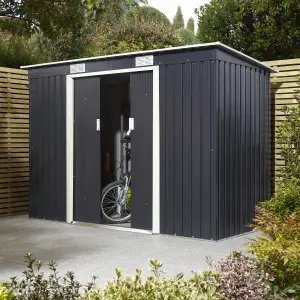 Rowlinson Trentvale 8x4 ft Pent Dark grey Metal 2 door Shed