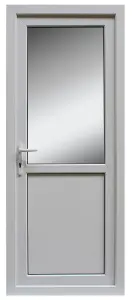 2 panel Frosted Glazed White RH External Back Door set, (H)2055mm (W)840mm