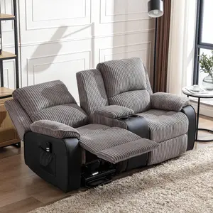 Postana Dual Motor Rise Recliner 2 Seater Jumbo Cord Drinks Console Mobility Sofa (Grey)