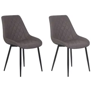 Set of 2 Dining Chairs MARIBEL Faux Leather Dark Brown