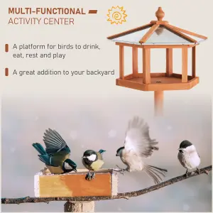 PawHut Bird Table Wooden Feeding Station with Stand for Garden Wooden 153cm