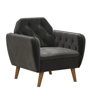 Teresa Accent Chair with Memory Foam in Velvet Grey