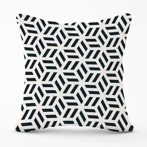 Geometric Monochrome Hexagonal Pattern Outdoor Cushion 45cm x 45cm