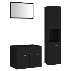 Berkfield Bathroom Furniture Set Black Engineered Wood