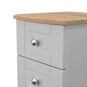 Sussex Ready assembled Grey & oak 2 Drawer Bedside chest (H)502mm (W)395mm (D)411mm