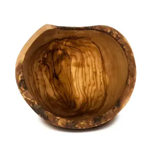 Olive Wood Natural Grained Rustic Kitchen Dining Handmade Bowl (Diam) 14cm