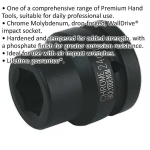 24mm Forged Chromoly Impact Socket for Air Wrenches - 1 Inch Drive