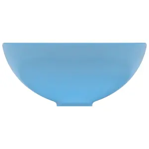 Berkfield Luxury Bathroom Basin Round Matt Light Blue 32.5x14 cm Ceramic