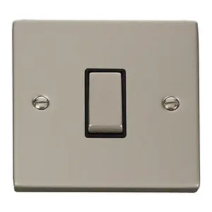 Pearl Nickel 10A 1 Gang Intermediate Ingot Light Switch - Black Trim - SE Home