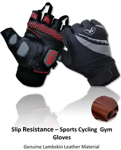 SMART FIT & Multipurpose Fingerless Sports Leather, Top Premium Quality Italian Polyester, GEL Padded Lightweight Gloves