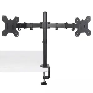 Double Twin Arm Desk Mount TV LCD Monitor Computer Screen Bracket Dual 13"-27"