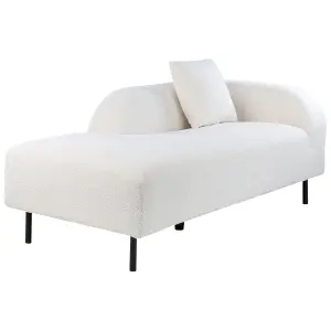 Right Hand Boucle Chaise Lounge White LE CRAU