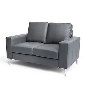 Baltic Faux Leather 2 Seater Sofa In Dark Grey