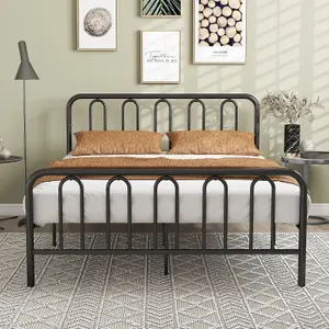 Costway King Size Metal Bed Frame w/ Headboard Platform Bed w/ Metal Slats Support