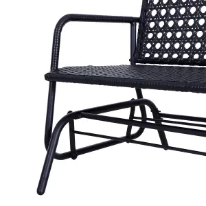 Outsunny 2 Seater Wicker Glider Bench Chair Rocking Chair Patio Garden Armchair