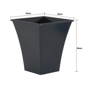 Wham Set 4 Metallica 23cm Square Plastic Planter Slate