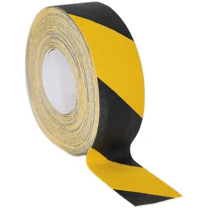 50mm x 18m Black and Yellow Anti-Slip Hazard Tape for Safe Walking Areas