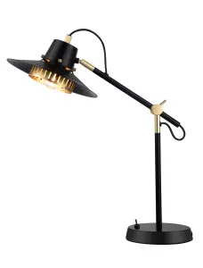 GoodHome Delagoa Industrial Matt Black & gold Table lamp