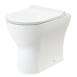 Rimless Back to Wall Toilet BTW Pan Soft Close WC Concealed Cistern Flush - Brushed Brass