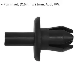 20 PK Black Push Rivet Trim Clip - 16mm x 22mm - Suitable for Audi & VW Vehicles