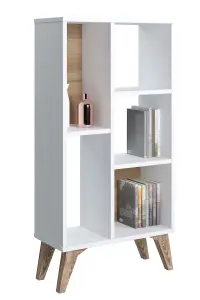 Frame Bookcase Free Standing Storage Shelf, 55 x 25 x 106 cm 5 Display Shelves, Bookshelf, Open Cabinet, White