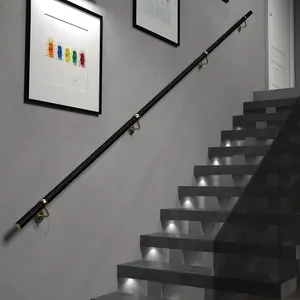 Matt Black Stair Handrail Kit & Brass Brackets - 3.6m X 40mm