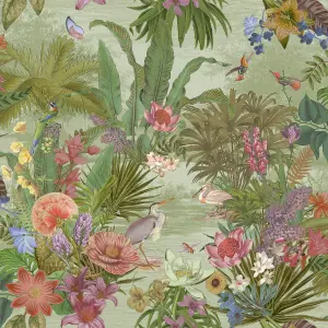 Paul Moneypenny Eclectic Floral Hall  Green Wallpaper for Grandeco