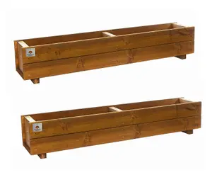 Large Wooden Trough Planters Container Plant Flower Boxes 120cm Set of 2