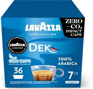 Lavazza, A Modo Mio Dek Cremoso Coffee Capsules, Decaffeinated Coffee Pods Espresso, 100% Arabica, Full And Balanced Taste, Intensity 7/10, Medium