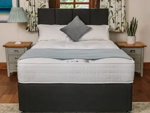 Knightsbridge Deluxe 1000 Pocket Sprung Divan Bed Set 2FT6 Small Single 2 Drawers Side - Naples Slate