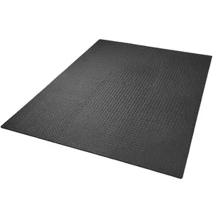 Gym Mats - 12 interlocking sections with 24 edge pieces, 61 x 61 cm each - black