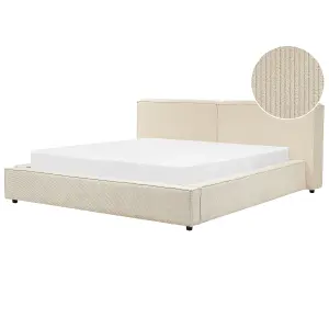 Corduroy EU Super King Size Bed Beige LINARDS