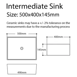 LSC Intermediate Anthracite Grey 500x400x145 Ceramic Belfast Butler Kitchen Sink