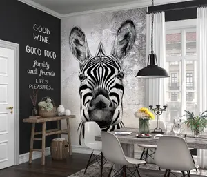 Cool Zebra Digital Wallpaper Black & White