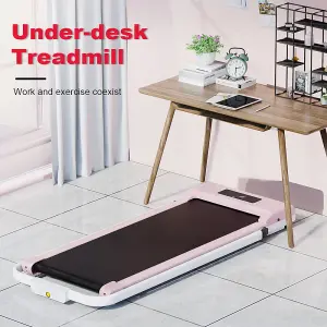 2 in 1 Folding Treadmill, Under Desk Electric Treadmill, Walking and Jogging for Home&Office(Pink)