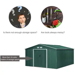 11 ft. W x 13 ft. D Metal Garden Shed Green