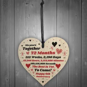 6th Anniversary Gift Husband Wife Wedding Six Years Mr  Mrs Gift Wood Heart