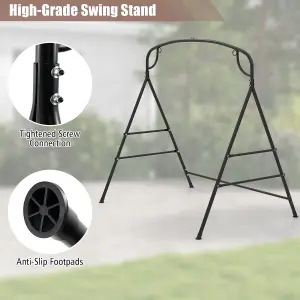 Costway Patio Metal Swing Stand Heavy-Duty A-Shaped Porch Swing Frame w/ Double Side Bar