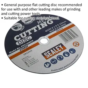 Heavy Duty 230mm Flat Metal Cutting Disc with 22mm Bore for Angle Grinders